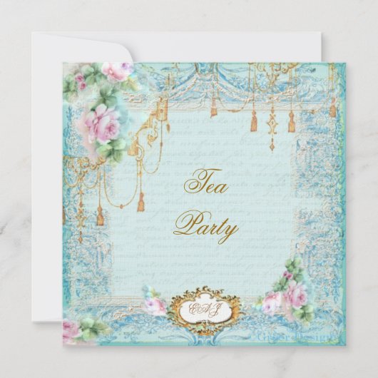 レーススクロール&タッセル招待状 招待状 (正面)