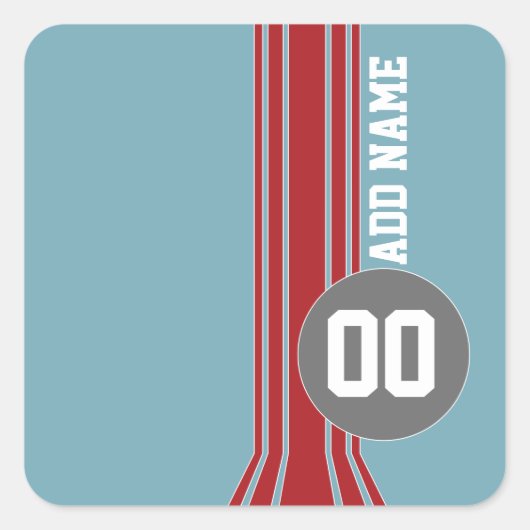 レースストライプ名前をカスタムすると番号 スクエアシール (正面)