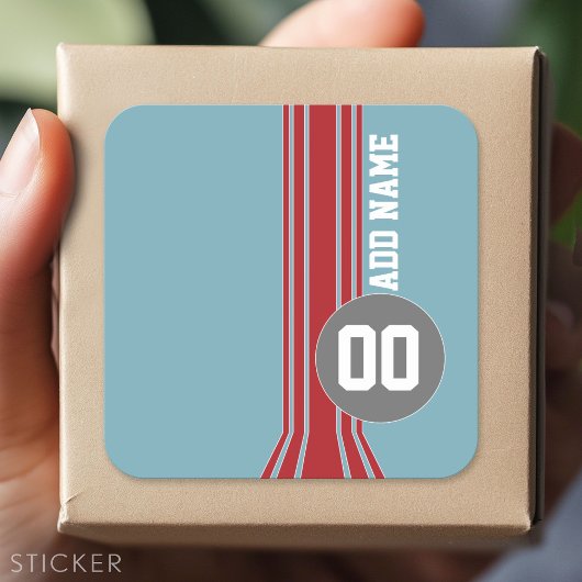 レースストライプ名前をカスタムすると番号 スクエアシール