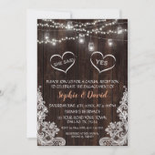 レースストリングライツウッド彼女はYes婚約 招待状 (正面)