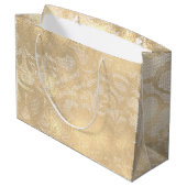 レースセピアフェイク金ゴールドフローラブライダルグラム ラージペーパーバッグ (裏面アングル)