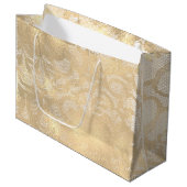 レースセピアフェイク金ゴールドフローラブライダルグラム ラージペーパーバッグ (正面アングル)