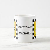 レースタイム名フパーソナライズされた市松模様にラグ コーヒーマグカップ (中央)