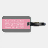 レースダマかわいらしスクパターンピンクグレー ラゲッジタグ (裏面横)