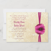 レースダマスクムーディダークピンクガーベラデイジー結婚ズ 招待状 (正面)