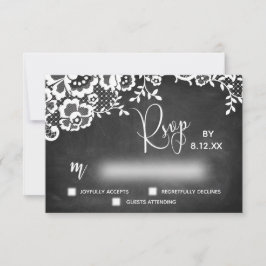レースチョークボードモダンカリグラフィーRSVP 出欠カード