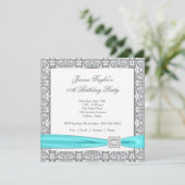 レースティール（緑がかった色）ブルーダイヤモンドガールズ10thバースデーパーティー 招待状 (スタンド正面)