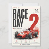 レースデイ ビンテージ フォーミュラ レースカー 2歳の誕生日 招待状 (正面)