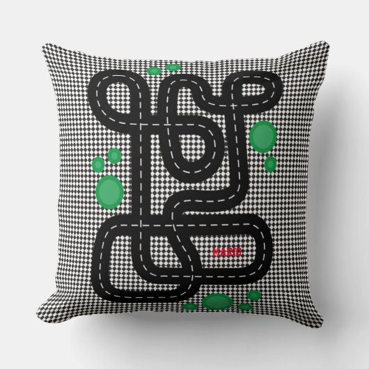 レーストラックキッズプレイマットカートラック名ボーディコール クッション (正面)