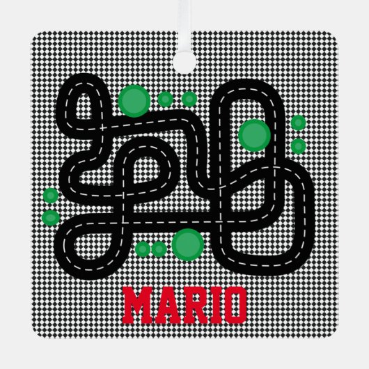 レーストラックキッズ名PHOTOカートラックおもしろい メタルオーナメント (正面)