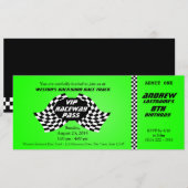 レーストラックパス誕生日チケットブライトグリーン 招待状 (正面/裏面)