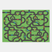 レーストラックボーイズ誕生日グリーンラッピング紙 ラッピングペーパーシート (正面3)