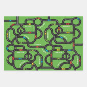 レーストラックボーイズ誕生日グリーン ラッピングペーパーシート (正面)
