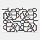 レーストラックボーイズ誕生日ホワイトラッピング紙 ラッピングペーパーシート (正面)