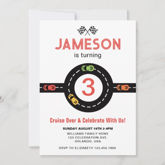 レーストラックボーイズ3rdバースデーレッド招待状 招待状 (正面)