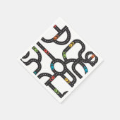 レーストラックボーイズ4thバースデーブラック&ホワイト スタンダードカクテルナプキン (角)