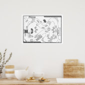 レーストラックモーターカーボーイズDIYカラーリング ポスター (キッチン)