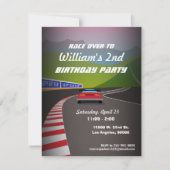 レーストラックレースカー子供の誕生日パーティの招待状 招待状 (正面)