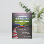 レーストラックレースカー子供の誕生日パーティの招待状 招待状 (スタンド正面)