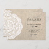 レースドリー&バーラップブライダルシャワーパーティー招待状 招待状 (正面/裏面)