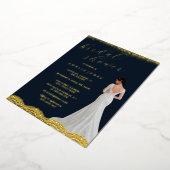 レースネイビー金ゴールドブライドドレスブライダルシャワー 箔招待状 (回転した状態)