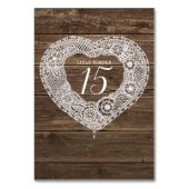 レースハートアートウッド素朴なカントリーテーブル番号 テーブルナンバー (正面)