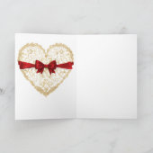 レースハート 赤いリボン バレンタインデーのハートカード カード (内部)
