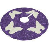 レースバタフライオンパープルグリッターツリースカート ブラッシュドポリエステルツリースカート (アングル)