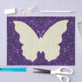レースバタフライオンパープルグリッターティッシュペーパー 薄葉紙 (クラフト)