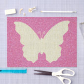 レースバタフライオンピンクグリッターティッシュペーパー 薄葉紙 (クラフト)