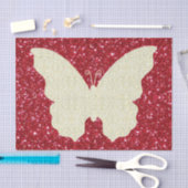 レースバタフライオンレッドグリッターティッシュペーパー 薄葉紙 (クラフト)