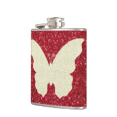レースバタフライオンレッドグリッターフラスコ フラスク (左)