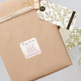 レースバパーソナライズされたニー復活祭のシール スクエアシール