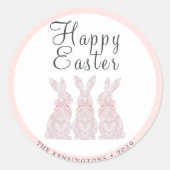 レースバパーソナライズされたニー復活祭のシール ラウンドシール (正面)