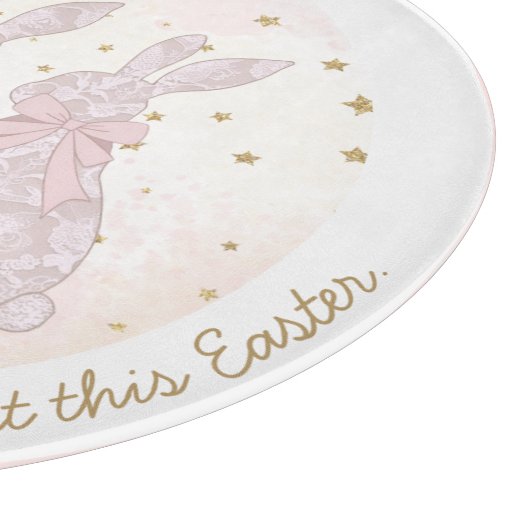 レースバパーソナライズされたニー復活祭ガラス切削盤 カッティングボード (角)