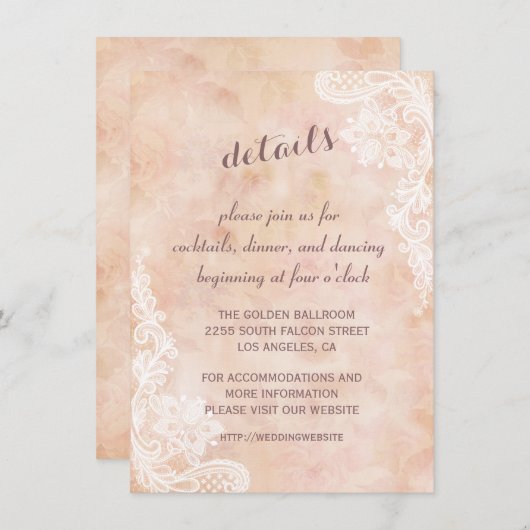 レースバラオールド紙結婚ズ詳細披露宴 エンクロージャーカード (正面/裏面)