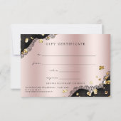 レースバラ金ゴールド金属グリッターギフト証明書 (裏面)