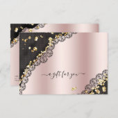 レースバラ金ゴールド金属グリッターギフト証明書 (正面/裏面)