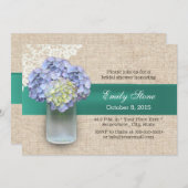 レースバーラップアジサイ&メイソンジャーブライダルシャワー 招待状 (正面/裏面)