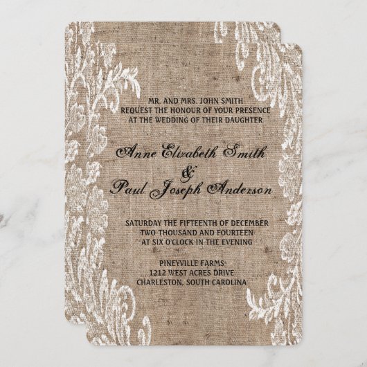 レースバーラップ結婚式招待状 招待状 (正面/裏面)