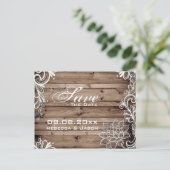 レースバーンウッドカントリーウェディングは日付を保存 案内ポストカード (スタンド正面)