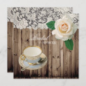 レースバーンウッドブライダルシャワーティーパーティの招待状 招待状 (正面/裏面)