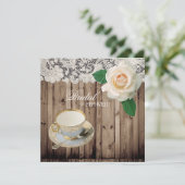 レースバーンウッドブライダルシャワーティーパーティの招待状 招待状 (スタンド正面)