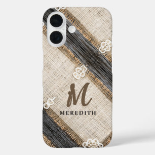 レースバ素朴ーラップバーンウッドエレガンスモノグラム iPhone 16ケース