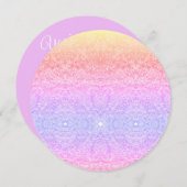 レースパターンのグラデーションのピンクの金ゴールド紫 招待状 (正面/裏面)