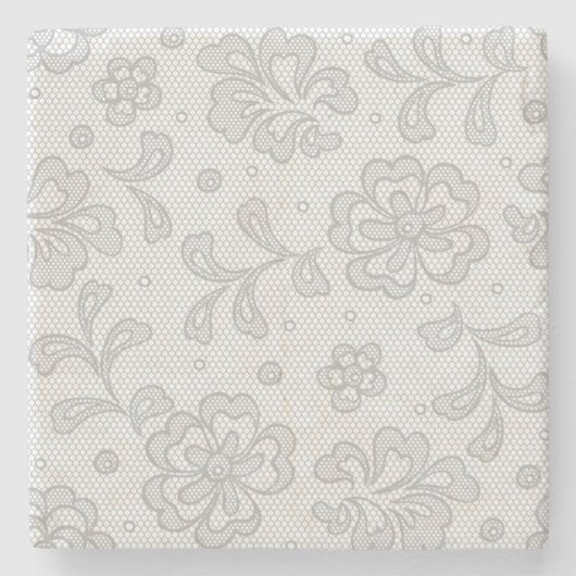 レースパターン、花のヴィンテージ1 ストーンコースター (正面)