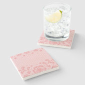 レースパターン、花のヴィンテージ3 ストーンコースター (横)