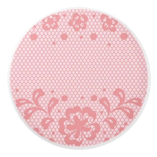 レースパターン、花のヴィンテージ3 セラミックノブ (正面)