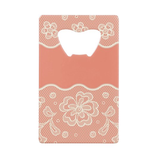 レースパターン、花のヴィンテージ4 クレジットカード栓抜き (正面)