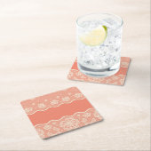 レースパターン、花のヴィンテージ4 スクエアペーパーコースター (インサイチュ)